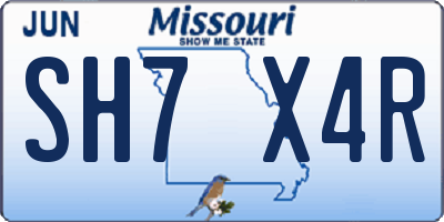 MO license plate SH7X4R