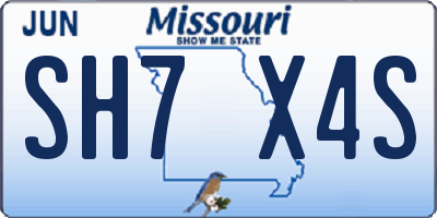 MO license plate SH7X4S