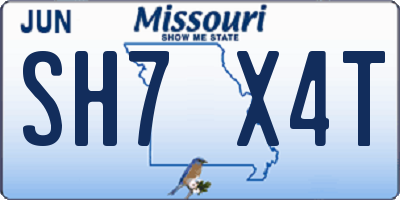 MO license plate SH7X4T