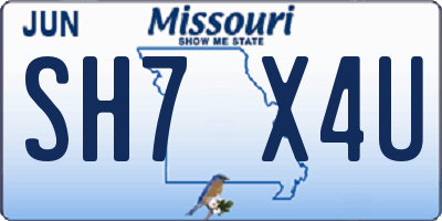 MO license plate SH7X4U