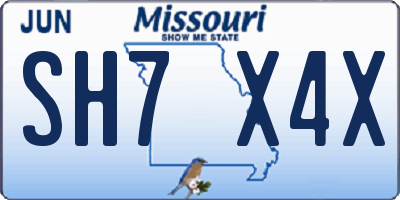 MO license plate SH7X4X