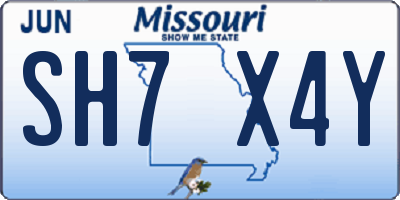 MO license plate SH7X4Y