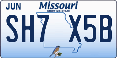MO license plate SH7X5B