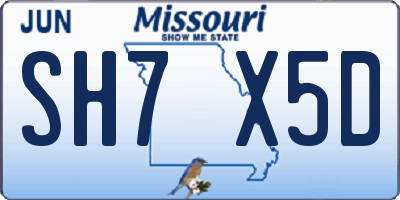 MO license plate SH7X5D