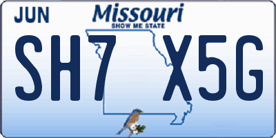 MO license plate SH7X5G