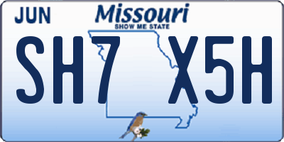 MO license plate SH7X5H