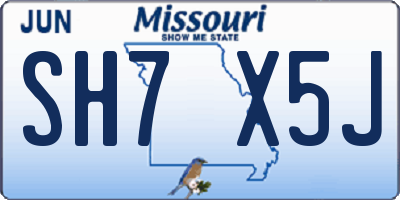 MO license plate SH7X5J