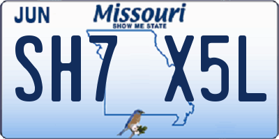 MO license plate SH7X5L