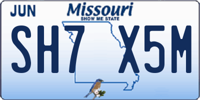 MO license plate SH7X5M