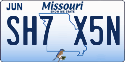 MO license plate SH7X5N