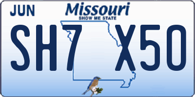 MO license plate SH7X5O