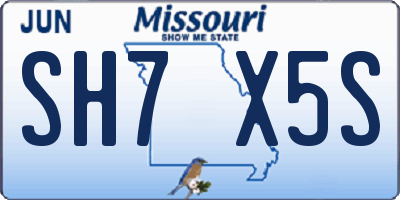 MO license plate SH7X5S