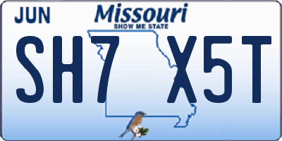 MO license plate SH7X5T