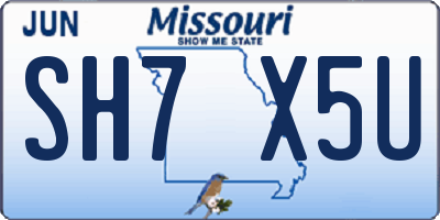 MO license plate SH7X5U