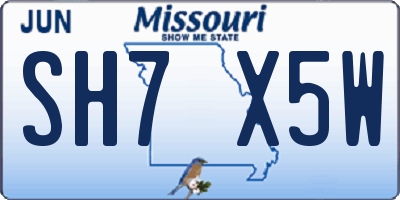 MO license plate SH7X5W