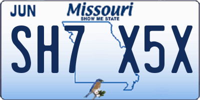 MO license plate SH7X5X