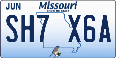 MO license plate SH7X6A