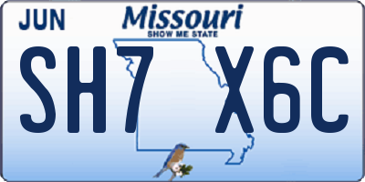 MO license plate SH7X6C