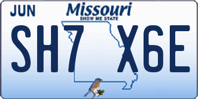 MO license plate SH7X6E