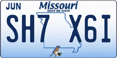 MO license plate SH7X6I