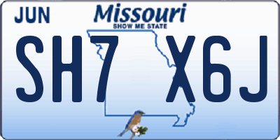 MO license plate SH7X6J