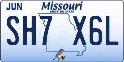 MO license plate SH7X6L