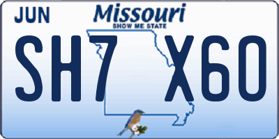 MO license plate SH7X6O