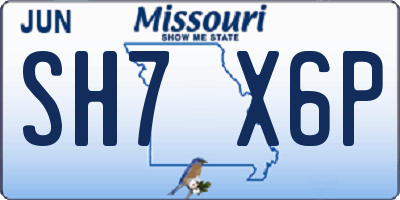 MO license plate SH7X6P