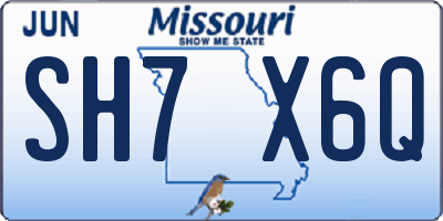 MO license plate SH7X6Q