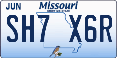 MO license plate SH7X6R