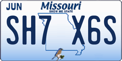 MO license plate SH7X6S