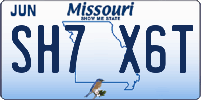 MO license plate SH7X6T