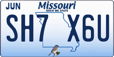 MO license plate SH7X6U