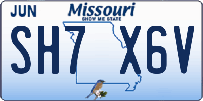 MO license plate SH7X6V