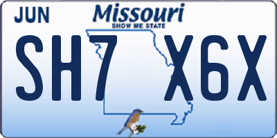 MO license plate SH7X6X