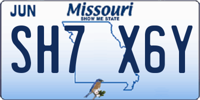 MO license plate SH7X6Y