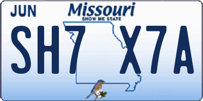 MO license plate SH7X7A