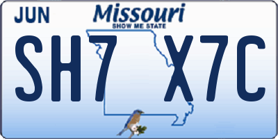MO license plate SH7X7C
