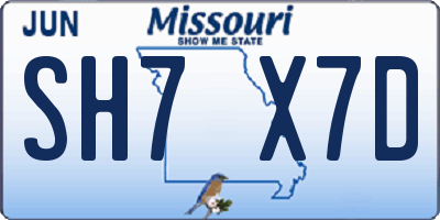 MO license plate SH7X7D