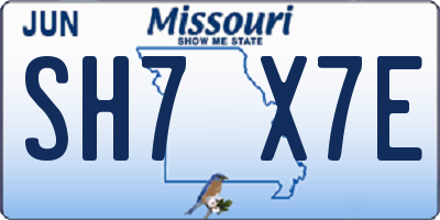 MO license plate SH7X7E