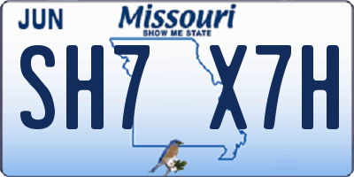 MO license plate SH7X7H