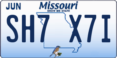MO license plate SH7X7I