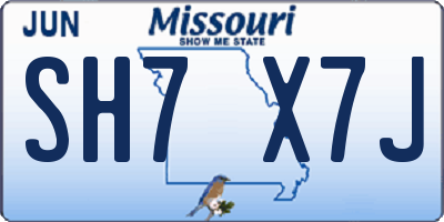 MO license plate SH7X7J