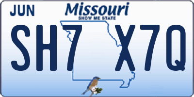 MO license plate SH7X7Q