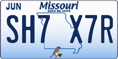 MO license plate SH7X7R