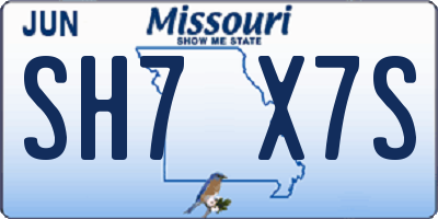 MO license plate SH7X7S