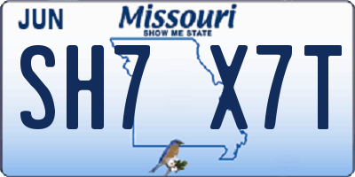 MO license plate SH7X7T