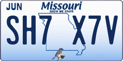 MO license plate SH7X7V