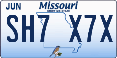 MO license plate SH7X7X