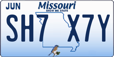 MO license plate SH7X7Y